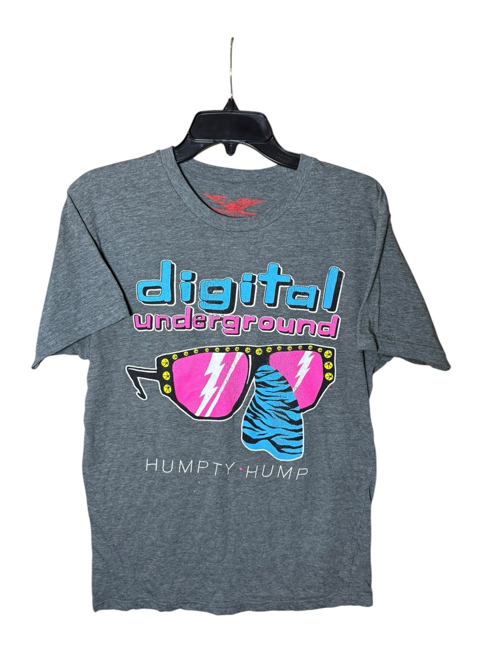 Digital Underground 'Humpty Hump' Gray Neon Big Nose Graphic Short Sleeve Tee- L